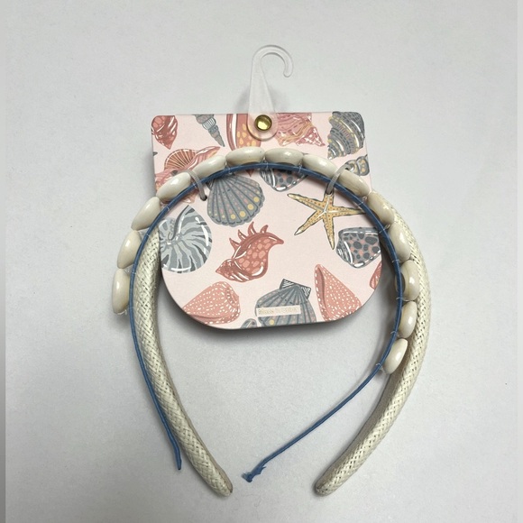 NWT ⚜️🐚⚜️ Pink Linen sea shells Hair Headband set of 2 - Picture 3 of 5